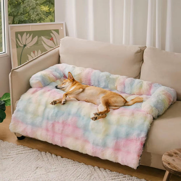 Plush Dog Bed Soft Plush Dog Pad, Sofa Couch Pet Furniture Protector Cover, Washable, Blanket Cushion Dog Kennel
